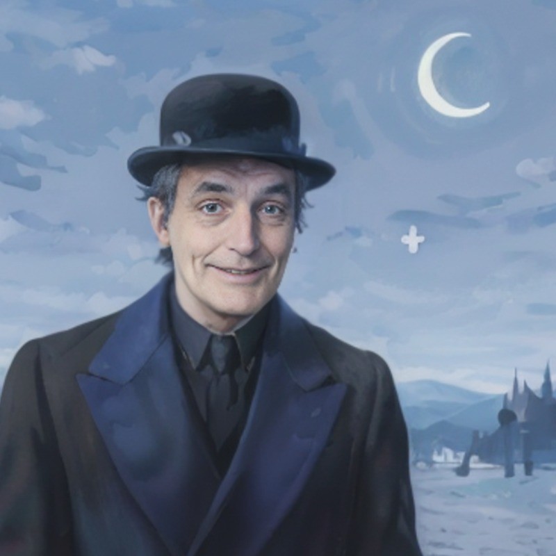 A stylized image of the author Luc de Brabandere