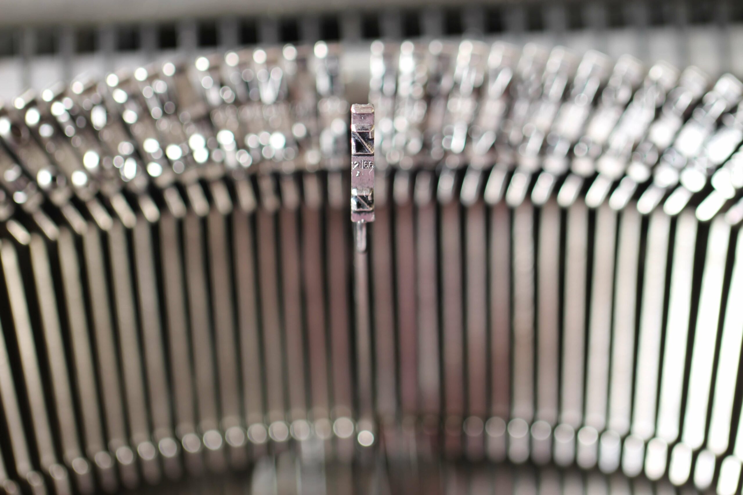 Extreme close-up of a typewriter.